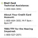 Shell card technical assistance