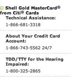 Shell gold mastercard from citi cards technical assistance