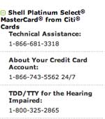 Shell platinium select mastercard from citi cards