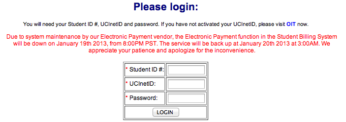 login UCI account