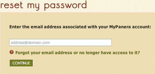 reset Mypanera password