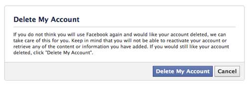 Facebook delete account