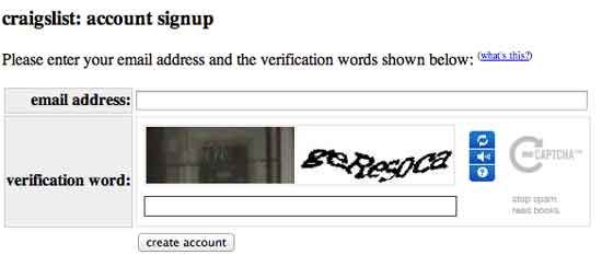 Create account Craigslist