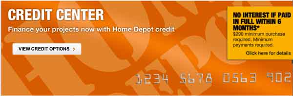 Credit card home depot