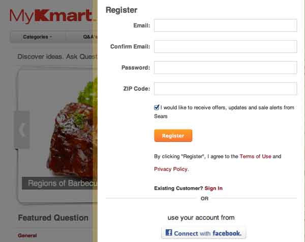 Register Kmart account