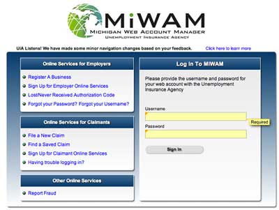 Michigan web account manager