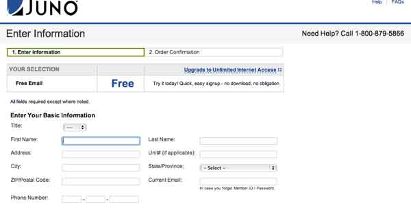 Juno registration form
